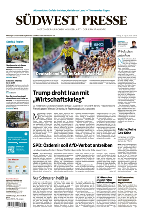 Cover of Sudwest Presse - Metzinger Uracher Volksblatt - Der Ermstalbote