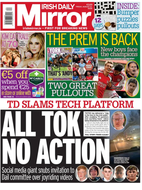 Cover of Irish Daily Mirror