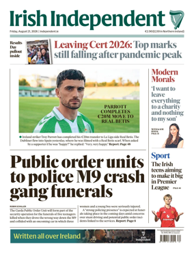 Cover of Irish Independent