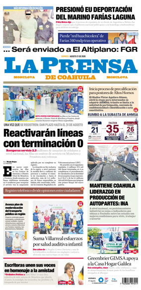 Cover of La Prensa de Coahuila