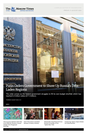 Cover of The Moscow Times - English