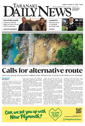 Cover of Taranaki Daily News
