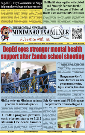 Cover of The Mindanao Examiner Regional Newspaper