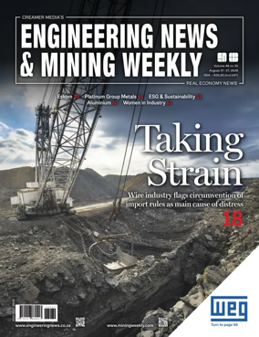 Cover of Engineering News and Mining Weekly