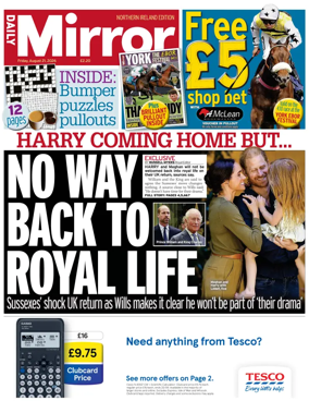 Cover of Daily Mirror (Northern Ireland)