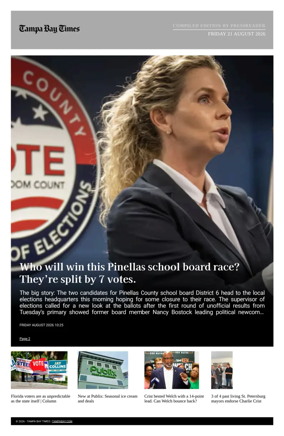 Cover of Tampa Bay Times TFP