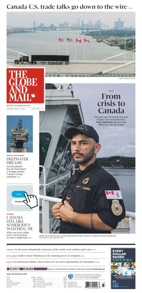 Cover of The Globe and Mail (BC Edition)