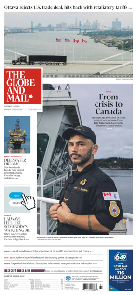Cover of The Globe and Mail (Ontario Edition)