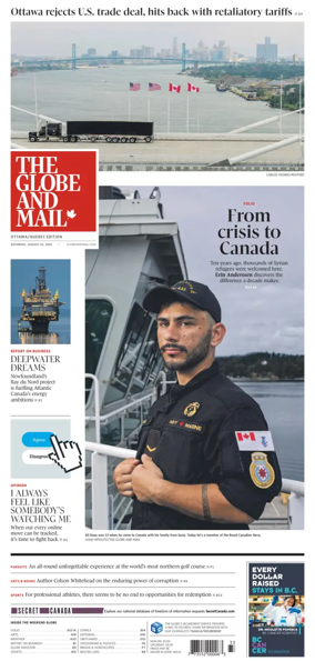 Cover of The Globe and Mail (Ottawa/Quebec Edition)
