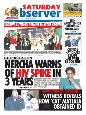 Cover of Saturday Observer (Eswatini)