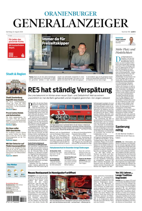 Cover of Oranienburger Generalanzeiger
