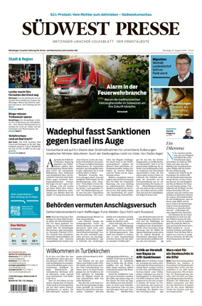 Cover of Sudwest Presse - Metzinger Uracher Volksblatt - Der Ermstalbote