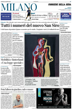 Cover of Corriere della Sera (Milano)