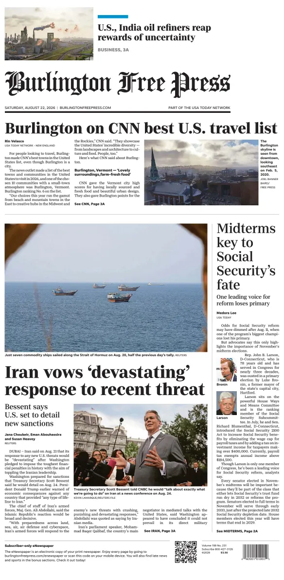 Cover of Burlington Free Press