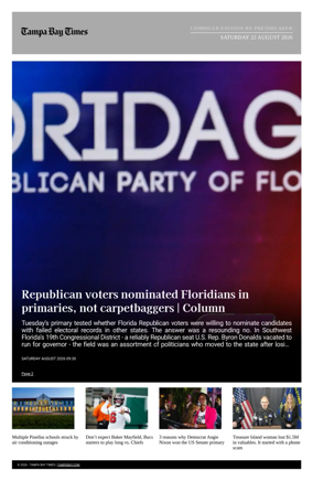 Cover of Tampa Bay Times TFP