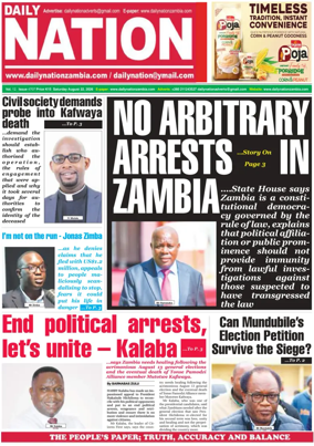 Cover of Daily Nation Newspaper