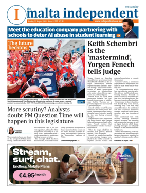 Cover of The Malta Independent on Sunday