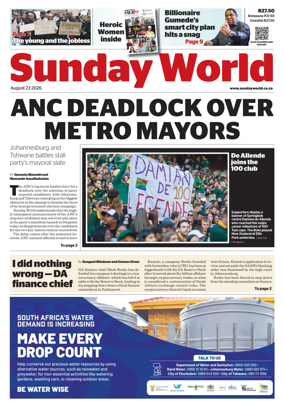 Cover of Sunday World (South Africa)