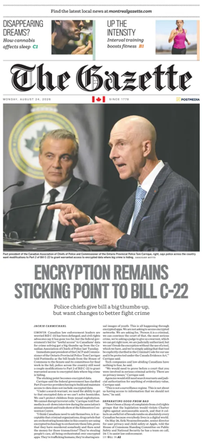 Cover of Montreal Gazette