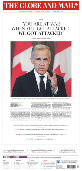 Cover of The Globe and Mail (Ottawa/Quebec Edition)