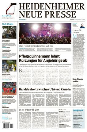 Cover of Heidenheimer Neue Presse