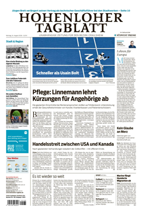 Cover of Hohenloher Tagblatt