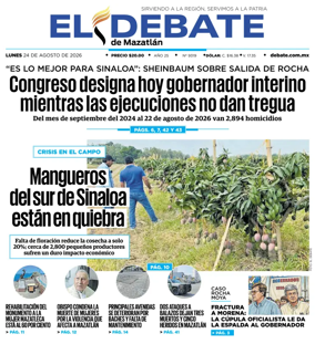 Cover of El Debate de Mazatlan
