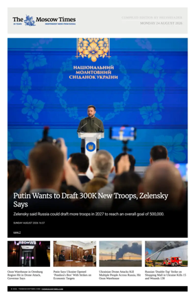 Cover of The Moscow Times - English
