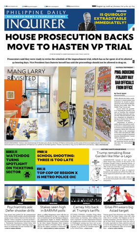 Cover of Philippine Daily Inquirer