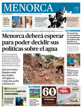 Cover of Menorca Diario Insular