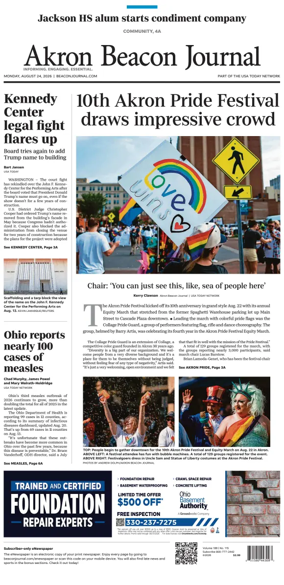 Cover of Akron Beacon Journal