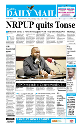 Cover of Zambia Daily Mail
