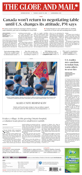 Cover of The Globe and Mail (Ontario Edition)