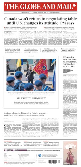 Cover of The Globe and Mail (Prairie Edition)