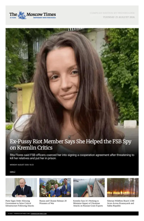 Cover of The Moscow Times - English