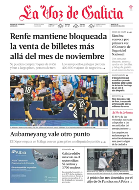 Cover of La Voz de Galicia (A Coruna)