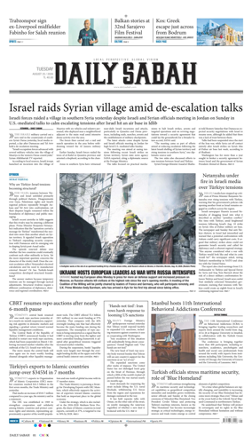 Cover of Daily Sabah (Turkey)