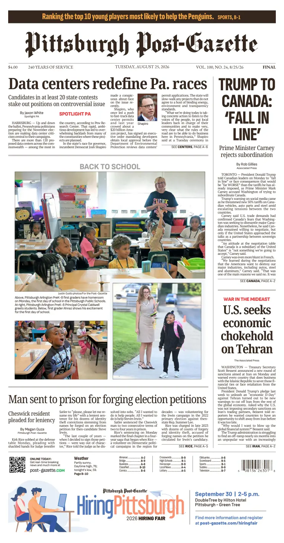 Cover of Pittsburgh Post-Gazette