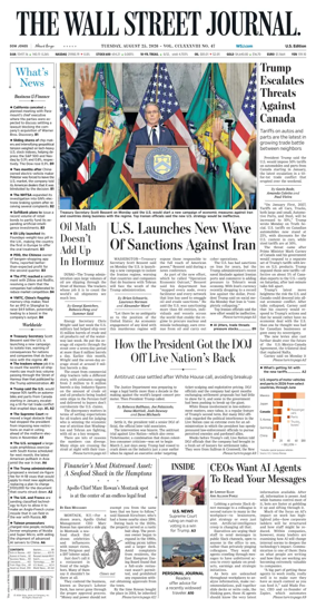 Cover of The Wall Street Journal