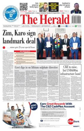 Cover of The Herald (Zimbabwe)