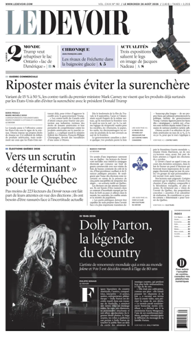 Cover of Le Devoir