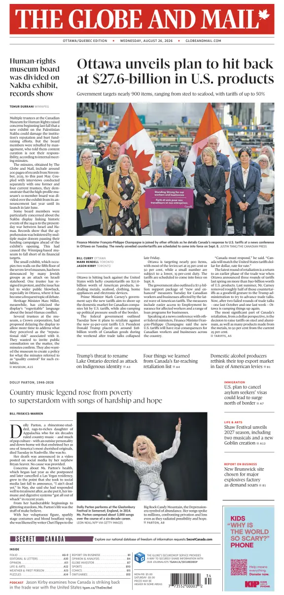 Cover of The Globe and Mail (Ottawa/Quebec Edition)