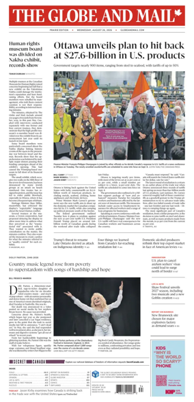 Cover of The Globe and Mail (Prairie Edition)