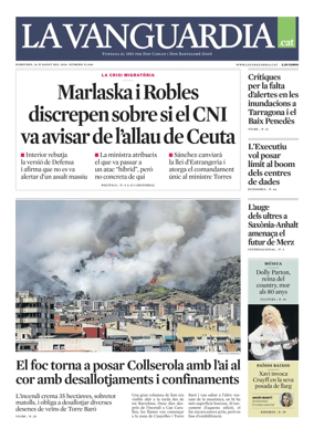 Cover of La Vanguardia (Catala)