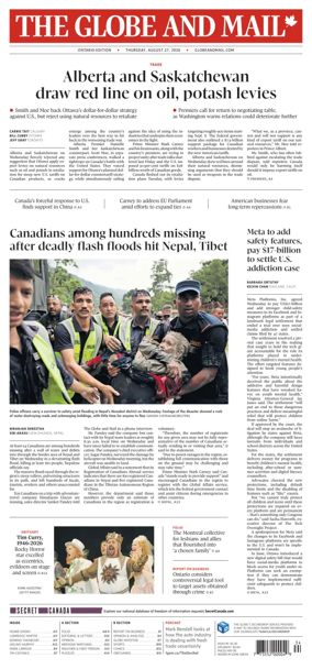 Cover of The Globe and Mail (Ontario Edition)