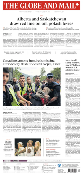 Cover of The Globe and Mail (Ottawa/Quebec Edition)