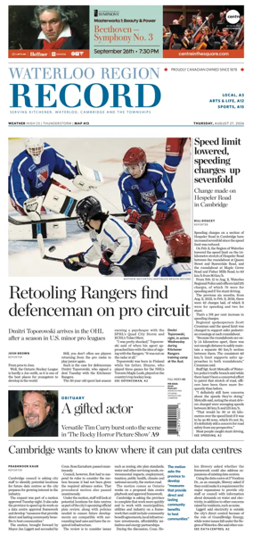 Cover of Waterloo Region Record