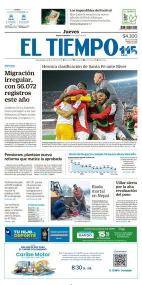 Cover of El Tiempo (Bogota)
