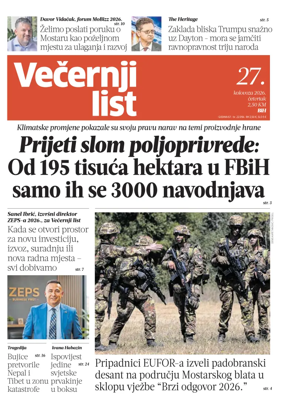 Cover of Vecernji list BiH