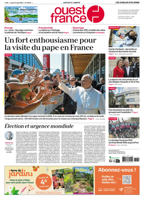 Cover of Ouest France (Les Sables-d'Olonne)